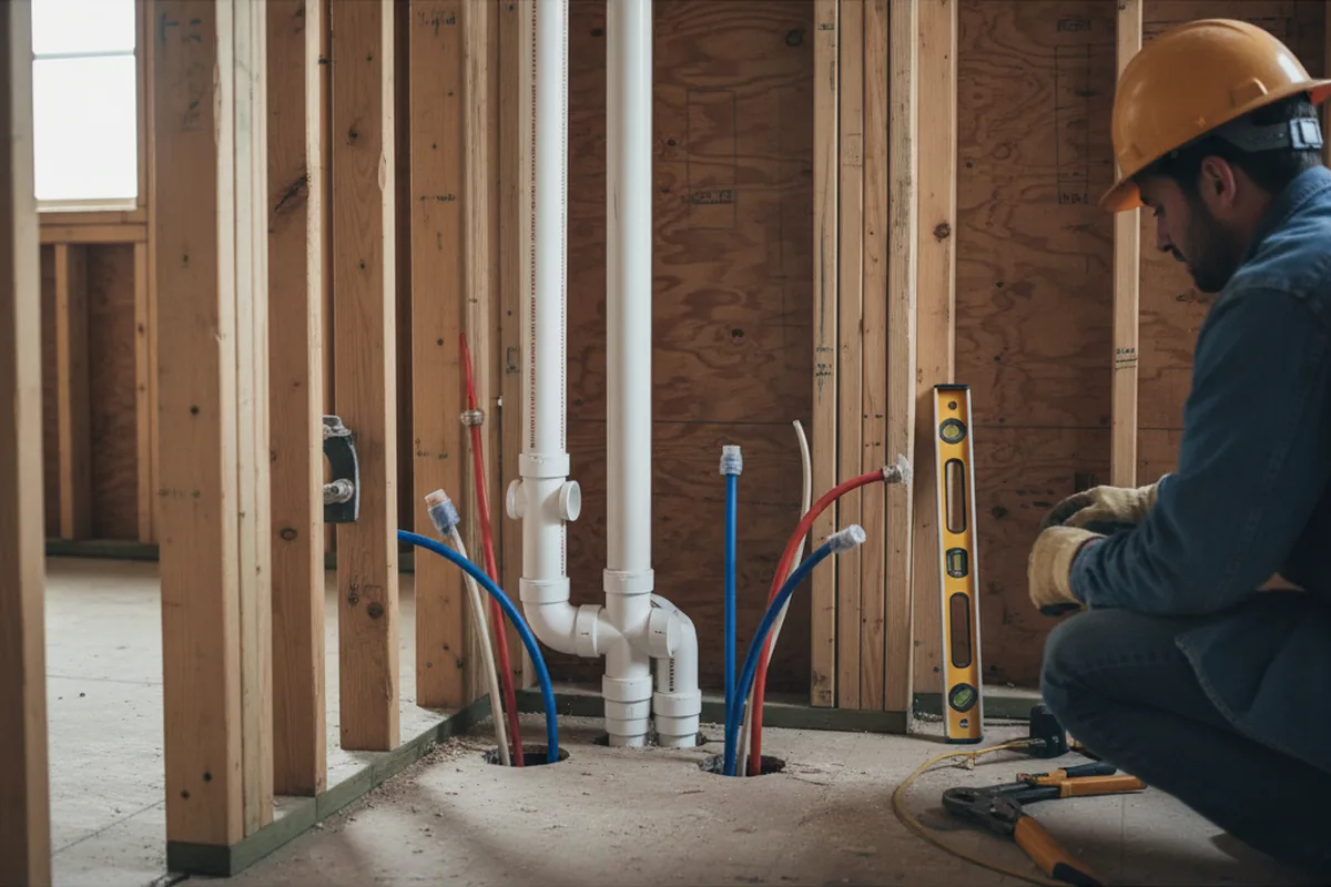 Drain and supply rough-in during Leak Detection in Saegertown